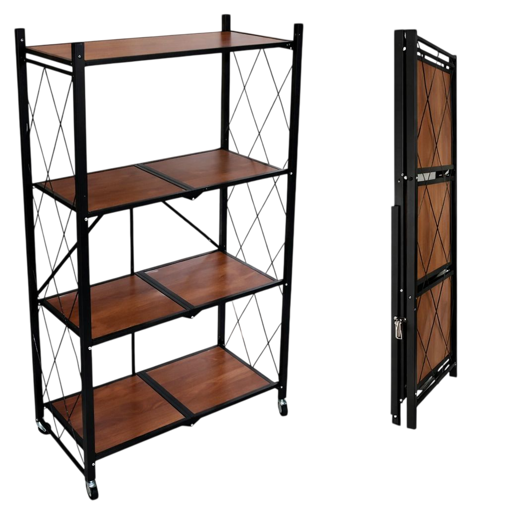 ESTANTES X 4 PLEGABLE HIERRO / MADERA  A13-408H PX